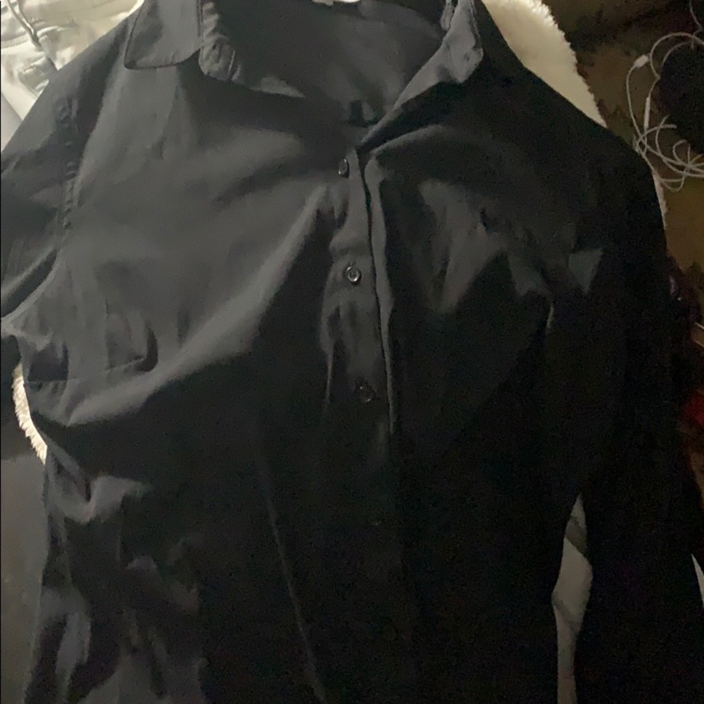 A plain black dress shirt